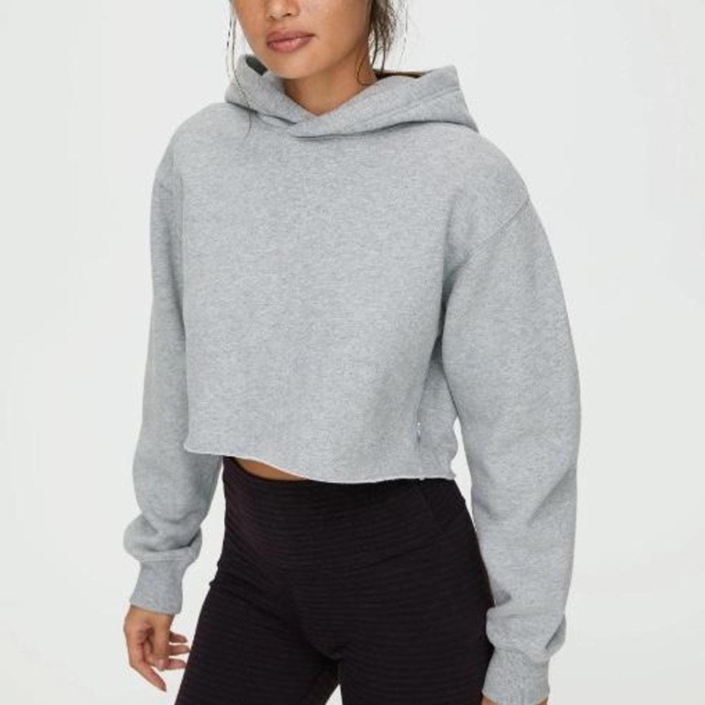 Aritzia TNA Heather Gray Cropped Hoodie